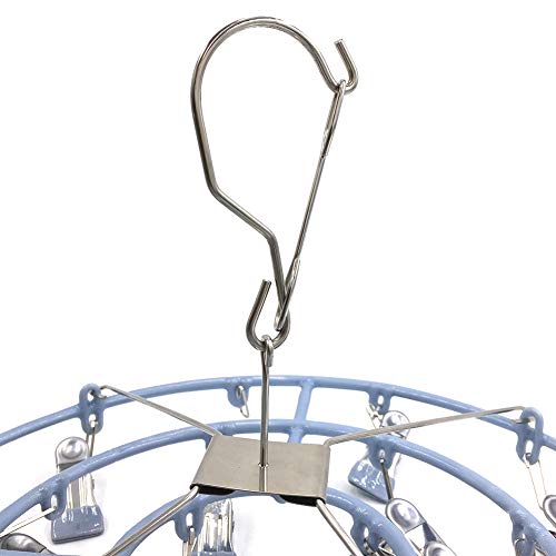 Stainless Steel Clothe Drying Rack Laundry Drip Hanger 24 Clip Metal Clothespins Round Underwear Lingerie Sock Hat Boot Large Heavy Duty Portable Indoor Outdoor Baby Wet And Dry Dryer (24 Round) #TOP3