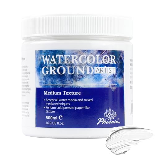 PHOENIX Watercolor Ground for Canvas - 16.9 Fl Oz /500ml - Gesso Primer for Water Color Painting - Professional White Watercolor Medium for Water Based Paints