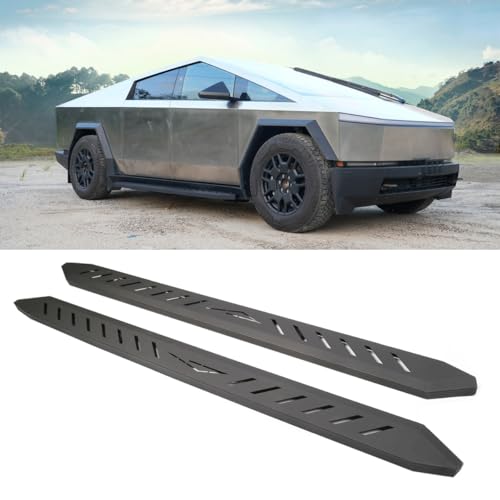 WheelX 2Pcs Running Boards Compatible with Tesla Cybertruck – 800lbs Load Capacity, Heavy-Duty Carbon Steel Side Steps with All-Weather Anti-Slip Design, Bolt-On Installation, Hollow Style Accessory