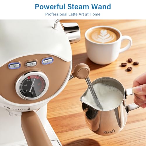 Image of XIXUBX Espresso Machine, 20Bar Compact Espresso Maker with Milk Frother, PID Temperature Control, Low Vibration Coffee Maker for Small Kitchen, Home, Brews Latte, Cappuccino