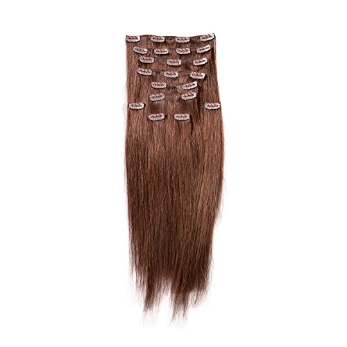 Sono 1 Count 140 g 16" Clip-in Straight Sono 1 Count 100% Human Hair Extensions, #3R Darkest Brown & Auburn