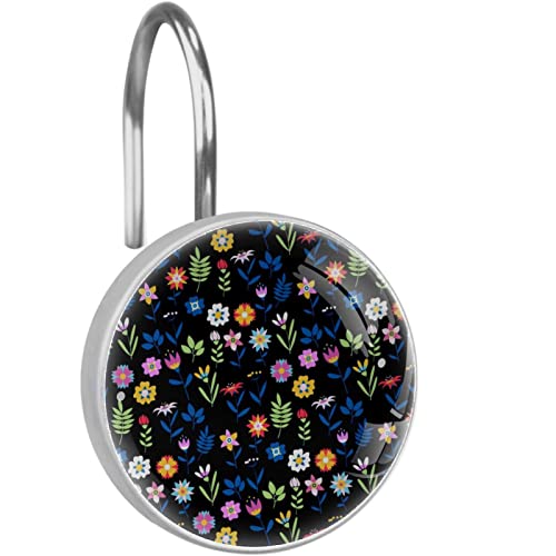Crochets pour rideau de douche à glisse fluide - Fixation stable florale multicolore