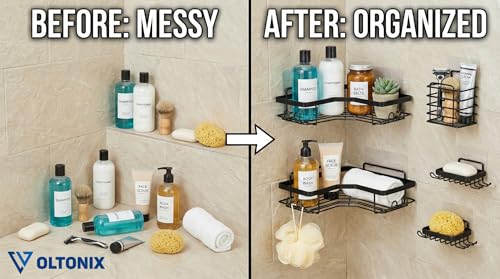 Image of Corner Shelf /Rack for BathroomWithout Drill Wall Metal Self Adhesive Bathroom Shelf /Shelf for Kitchen Corner Rack Wall Mounted Bathroom Fittings /Storage (5-pcs)