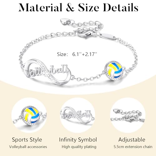 Image of Softball /Volleyball /Soccer /Basketball Bracelet for Girls Teen Women,14K Gold Plated Infinity Charm Link Bracelet Sports Accessories Jewelry Gifts for Lovers Players Team Coach