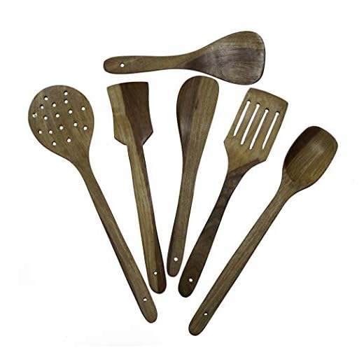 LUNATIC CRAFTWORK Wooden KITCHENWARE (COOKWARES) - Serving and Cooking Non Stick Wooden Spoon Set of 5 Spatula { Kitchen/Cooking Tools }