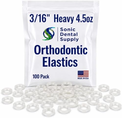 3/16 inch Heavy 4.5 oz - Orthodontic Elastic Rubber Bands - 100 Pack - Clear Latex Free, Small, Braces, Dreadlocks Hair Braids, Tooth Gap, Packaging, Crafts, Sonic Dental Supply - Made in USA