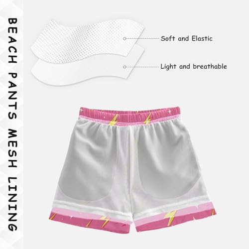 Pigsaly Boys Swim Trunks Glitter Retro Lightning Bolt Boys Board Shorts Swimsuit Swimwear Summer Bathing Suit 4T Multicolor4