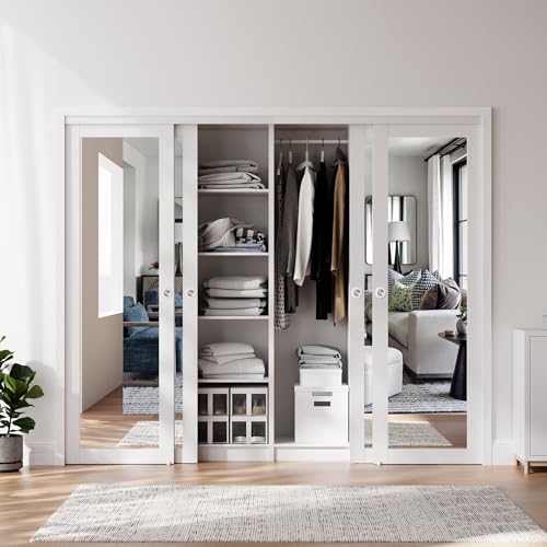Image of Sliding Mirror Closet Door for 96 inch x 80 inch Opening, White
