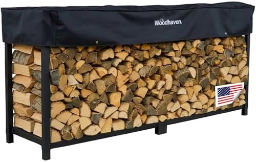 Woodhaven 8-Foot Firewood Rack – American Brand – 1/2 Cord Raised...
