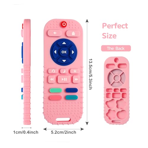 Image of Hooku 2 Pack Silicone Teething Toys for Babies 0-6 Months, Teethers for Babies 6-12 Months, Remote Teether for Baby, Sensory Toys for Babies, Baby Chew Toys
