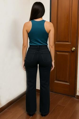 Image of KOTTY Women's Solid|Fit and Flared Fitting|Ankle Leg Style|High Rise|Stechable|Casual Jeans