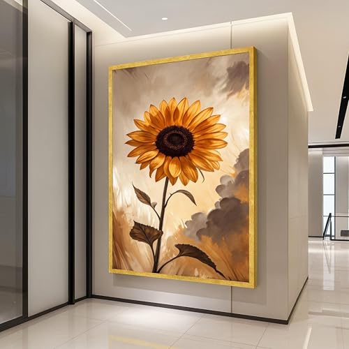 Toile mystérieuse Tournesol rustique pour habiller un grand mur vide de chambre ou salon