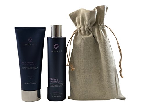 Monat Volume Revive Shampoo and Volume Revitalize Conditioner with Linen Bag Set Bundle