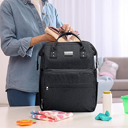 Cosyland Diaper Bag Backpack With Changing Station, Large Capacity Baby Bag For Boy Girl Water-Repellent Multifunction Travel Back Pack For Mom Dad Baby Changing Bag With Pad Stroller Straps, Darkgrey #TOP7