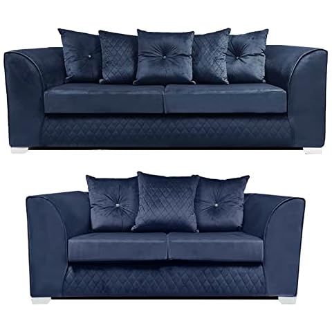 Victoria Royal Blue Plush Velvet Sofa Suite Cover