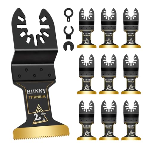 10PCS Titanium Oscillating Tool Blades, Professional Universal Titanium Oscillating Saw Blades Multitool Blades Kits for Cutting Metal Wood Plastics,Fits Dewalt Milwaukee Ryobi Fein