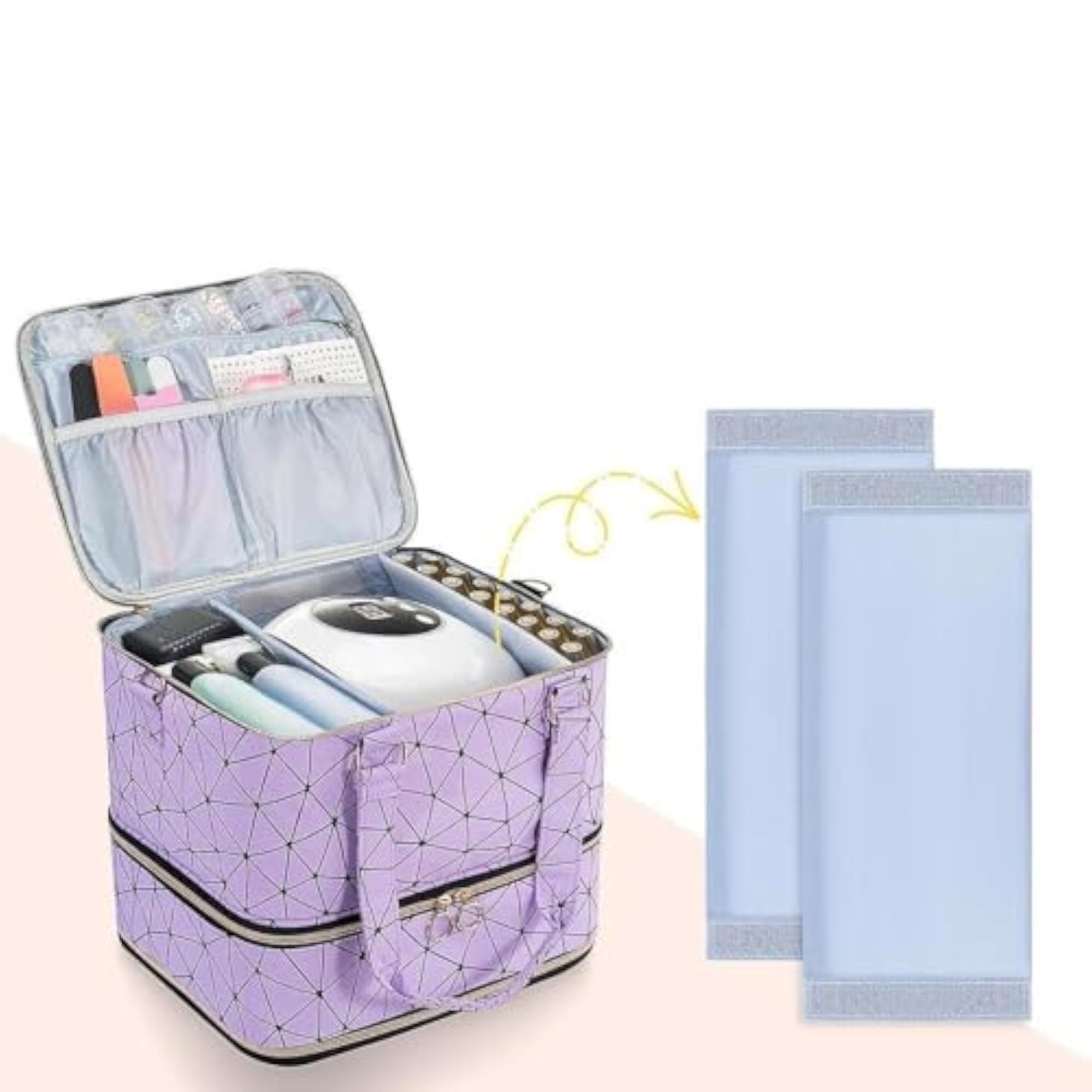 Nail Polish Organizer Case, 3 Layer Portable Cosmetic Bag