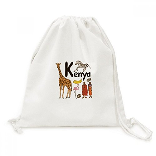 Sac cordon Kenya en toile imprimée pour voyage et shopping de voyage