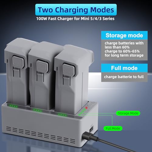 Chargeur bidirectionnel 100W triple emplacement pour drone DJI Mini - 2