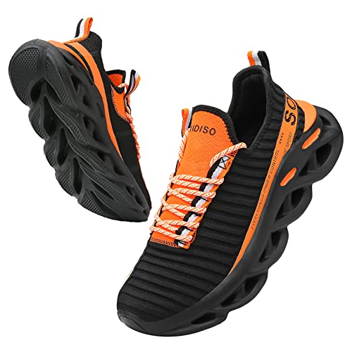Fushiton Men’s Walking Tennis Shoes Fashion Sneakers Jogging Running Shoes Breathable Mesh Upper Lightweight Casual Sneakers Black #TOP6