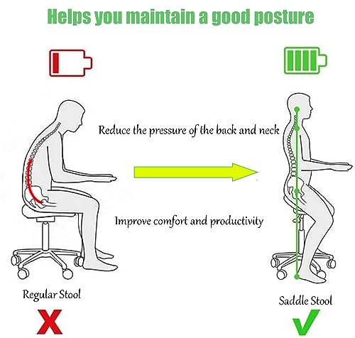 TUJOBA Saddle Chair Split Seat Saddle Rolling Chair with Footrest, Tiltable Back Support Swivel Stools PU Leather, Clinic/Pharmacy/Lab/Spa Ergonomic Stool (Size : 60-86cm (23 5/8-33 7/8")) - Image 4