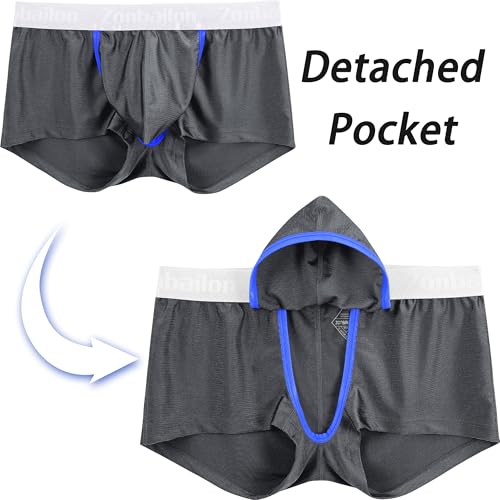 Men's Boxer Briefs Sexy Front Open Detached Bulge Pouch Silky Smooth Glossy Access Underwear2