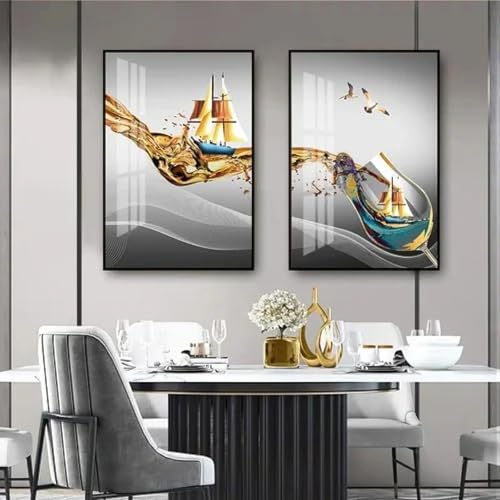 Affiche verres à vin style nordique TONGYINLI toile 60x80 cm sans cadre pour salon