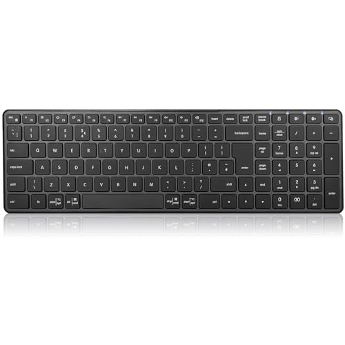Wireless Bluetooth Keyboard,USB+BT×2,Multi-Device Ultra Slim Quiet PC Computer Compact Keyboards,Number Pad,Plug&Play,Lag-Free Ergo,Keyboard for iPad,Mac,Windows,Laptop,Tablet,Smart TV,Phone-QWERTY