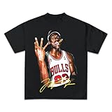 Jordan Graphic T-Shirt Collection | Basketball Y2K Rap MJ Bulls | Premium Quality Heavyweight Shirt for Men & Women (US, Alpha, Medium, Regular, Regular, 4 Rings/Black)