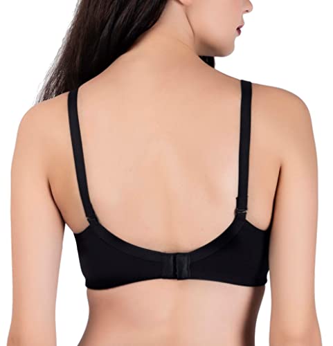 Image of Women's Seamless Padded Non Wired Cotton Stretch Everyday Bra| Detachable Straps | Transparent Straps Included