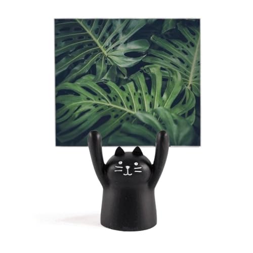 Décoration chat noir et support mémo vert nature, cadeau idéal