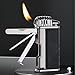 Tilt Soft Flame Butane Lighter, Reusable, Adjustable Flame, Zinc Alloy + Leather, High-end Gift for Men.(Black1)