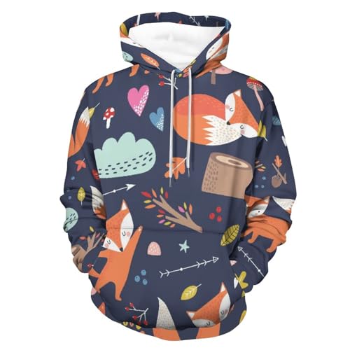 Hoodie Cartoon Fox UMENG pour homme et femme en taille S