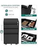 YITAHOME 3-Drawers Lockable File Cabinet for Letter/legal/A4 Size, Home Office Mobile Filing Cabinet with Wheel, Anti-tipping Under Desk File Storage Cabinets, Fully Assembled, Black, 46 x 39 x 62cm - Image 4