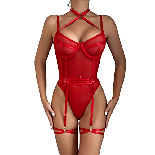 Combinaison moulante femme transparente sous-vêtements bicolore