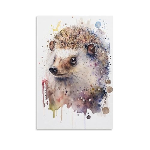 XJmoney Aquarellbilder mit Igel-Farbtönen für den Flur, Tiere, Wandbild...