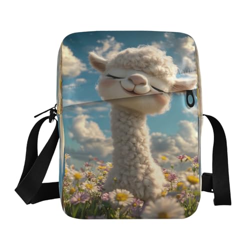 Crossbody Bag Cute Alpaca Messenger Bag for Women Men Purse Shoulder Bag Satchel Bag with Adjustable Strap 214B9308