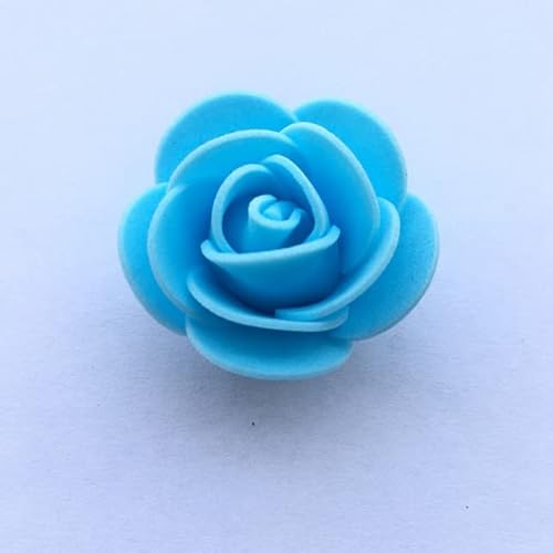 FIKROO 50/100/200 Stück Rosen 3cm Schaum Hochzeit Dekorative Weihnachtsdekoration für Zuhause DIY Geschenkbox Künstliche Blumen-blau,50 ST