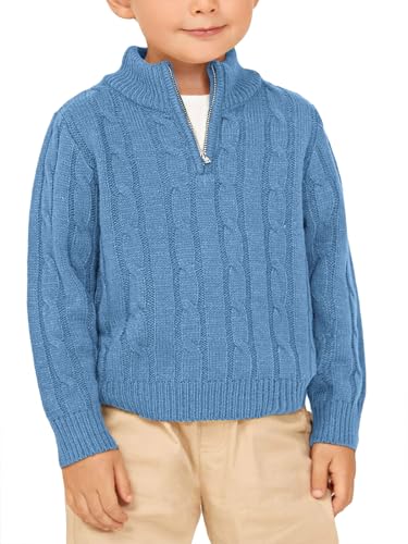 Toddler knit zip sweater with twisted pattern