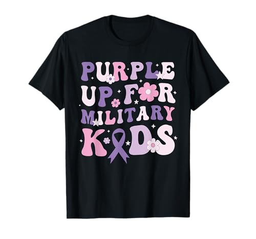 Purple Up For Military Kids Groovy Military Child Month Camiseta