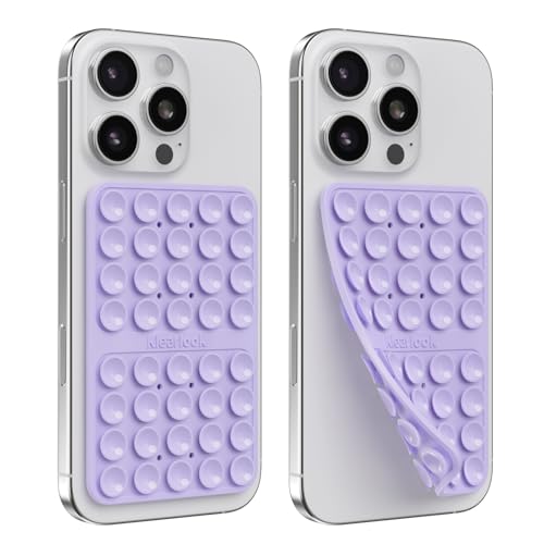 2PCS Silicone Suction Cup Phone Case Mount Double Sided-Klearlook Silicon Sticky Phone Grip w/Higher Suction Power,Suction Pad Hands-Free Smartphone Accessories Holder for Selfies & Videos,Lavender