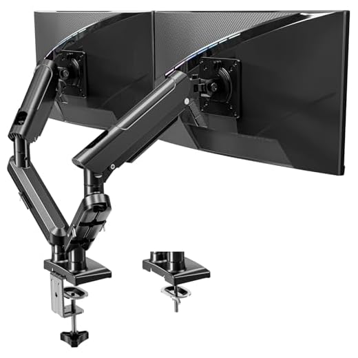 DreamAxis Dual Monitor Stand for 13-32 Inch Computer Screens, Dual Monitor Arms, Each Arm Holds 4.4-22lbs, Fully Adjustable Monitors Desk Mount with C-Clamp and Grommet Base, VESA 75x75/100x100mm