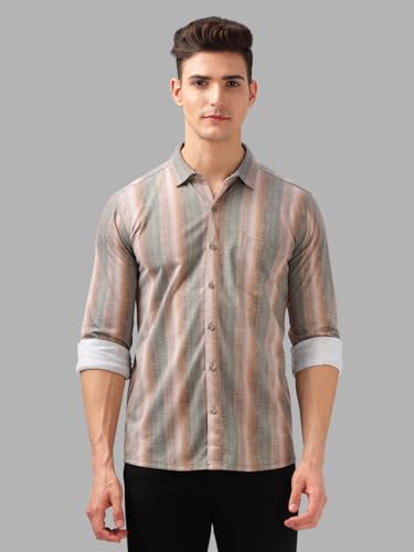 Image of BULLMER Trendy Regular Fit Striped Causal Full Sleeve Shirt for Men.