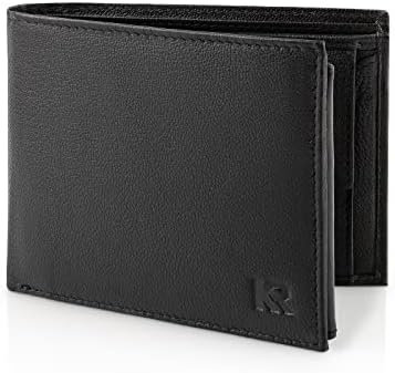 KRONIFY Leder Geldbörse Herren, Portmonee Herren, RFID Schutz | Querformat, Geldbörse mit Münzfach, 13 Kartenfächer, Geldbeutel Herren, Geschenk Box, weiches Nappaleder in Schwarz