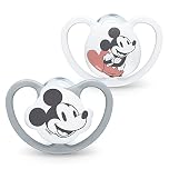 NUK Ciuccio Space | 6-18 mesi | Succhietti con extra ventilazione | Silicone senza BPA | Disney Topolino | 2 pezzi