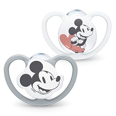 NUK Space chupete | 0-6 meses | Chupetes con ventilación adicional | Silicona sin BPA | Disney Mickey Mouse | 2 unidades