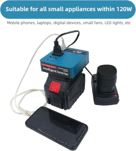 Image of Rechargeable 120W Inverter with Battery & Charger | 21V Input to 220V AC Output | Intelligent Dual Engine Power Converter | Up to 24 Hours for 1 Device & Up to 6 Hours for Multiple Devices