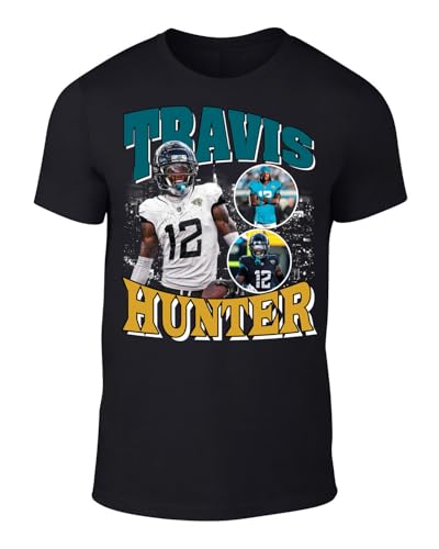DTGVirgil Black Jacksonville Travis Hunter Bootleg Style Throwback Style T-Shirt Mens Adult Small