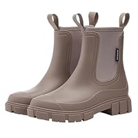 Womens Ankle Wellies,Short Chelsea Booties Ladies,Womens Short Ankle Waterproof Rain Boots Wellington(Brown,6)