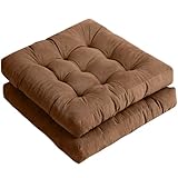youta Massives Papasan-Sitzkissen, quadratisch, Stuhlkissen, Bodenkissen, 55,9 cm, 2 Stück, für drinnen und draußen, Kaffee